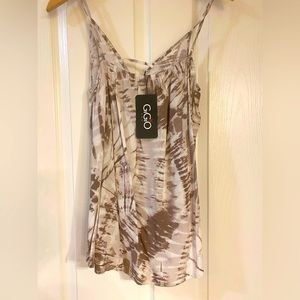 Cream and brown tie dye top